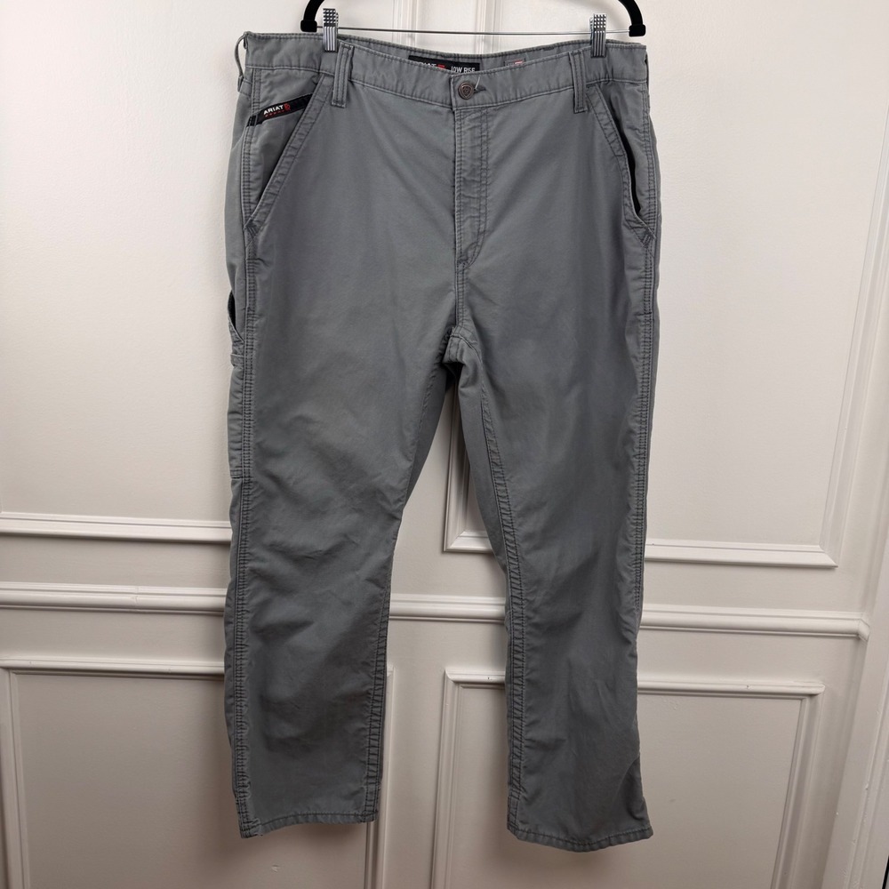 Ariat FR M4 Low Rise Boot Cut Grey Work Pants Men 40x30 Flame Resistant CAT 2